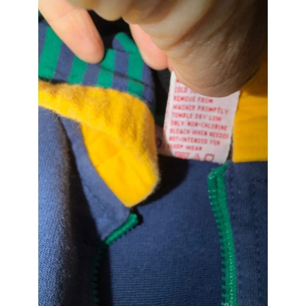 Vintage Gymboree‎ Colorblock Hoodie Jacket Navy Red Green Yellow Newborn Cotton